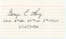 George C. Lang- Signed Card (Vietnam MOH Recipient)