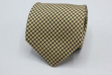 BROOKS BROTHERS Silk Tie. Yellow with Blue Geometric.
