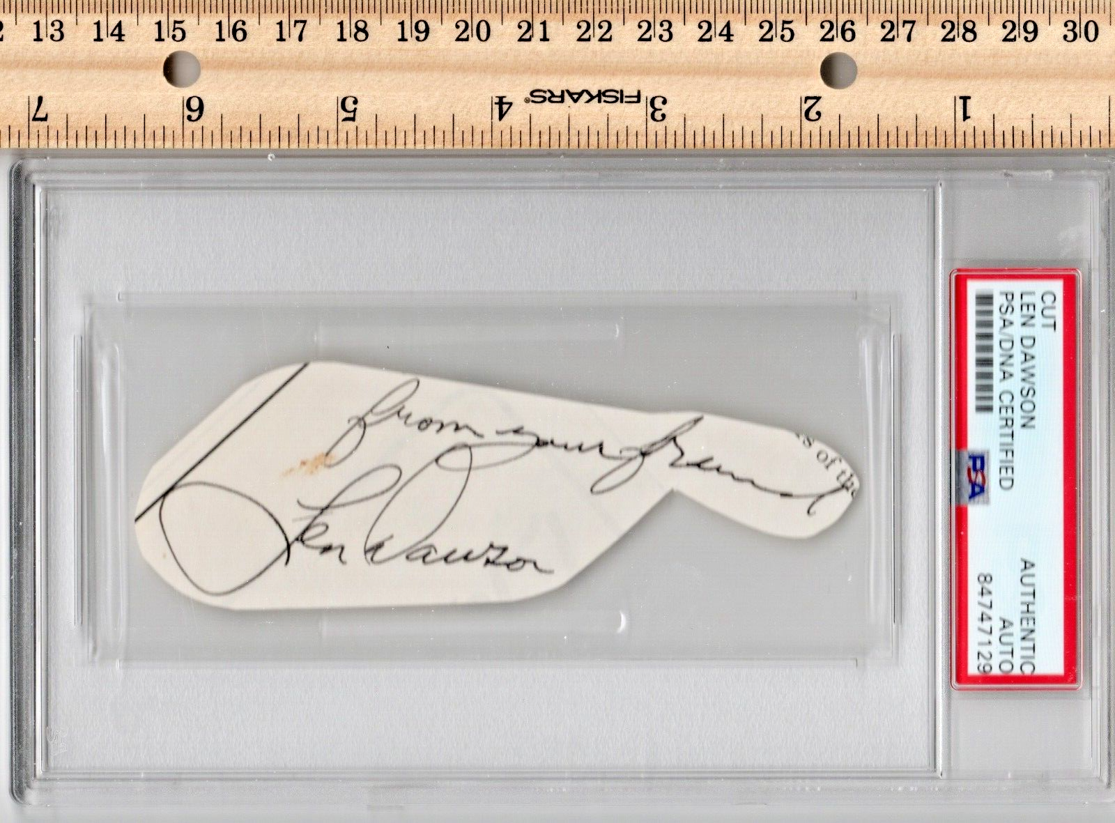 Len Dawson Autographed Signed Kansas City Chiefs PSA/DNA Cut Auto Black Ink Chiefs Steelers Brown HOF 