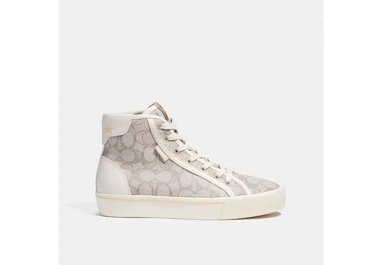 Coach Citysole High Top Platform Sneaker In Signature Jacquard Sz