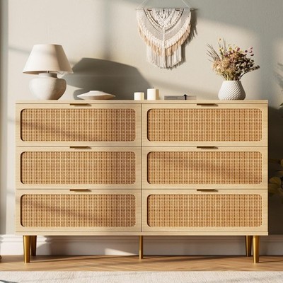 wicker dresser Pavilion 6 Drawer w/ Glass Top, White  Customizable Bedroom Collection Mix and match dressers 6-Drawer Wicker Dresser  SCS