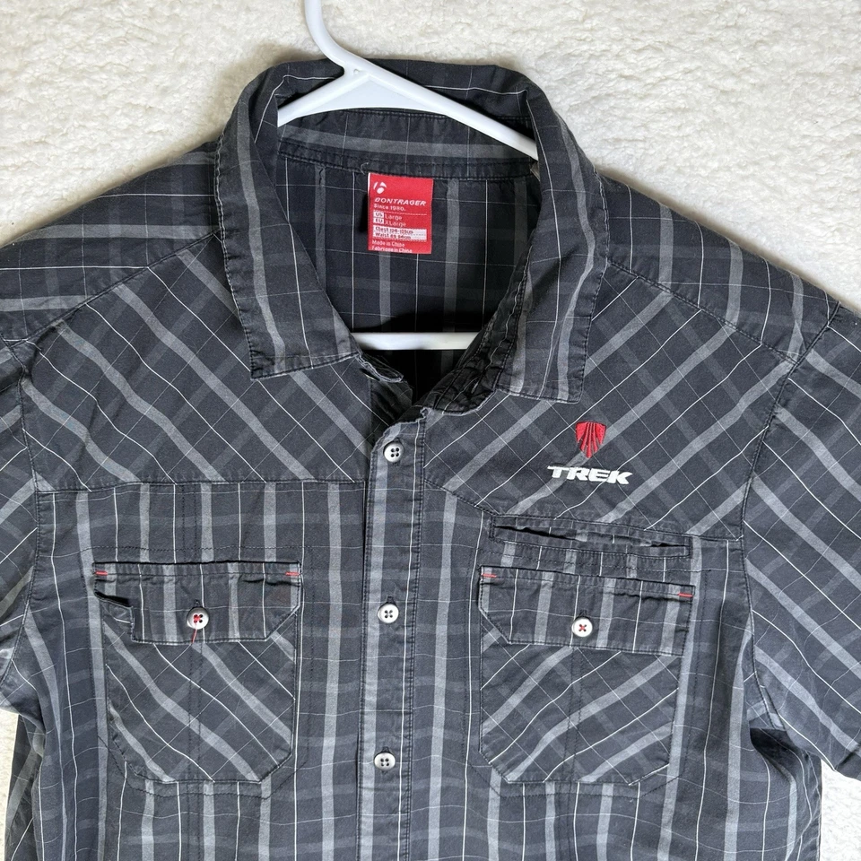 Camisa Bontrager Trek Para Hombre Grande Gris Paseo Marítimo Abotonada Manga Corta Ciclismo Foto 2 de 4