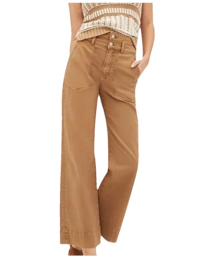 $348 Veronica Beard Hilde Wide Cropped Ankle Ochre Double Button Pants Size 27