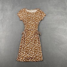Jessica Simpson Mini Dress Womens Small Brown White Floral Ruched Side Keyhole