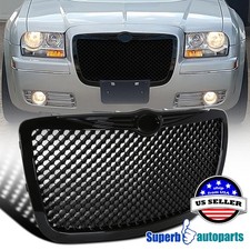 Fits 2005-2010 Chrysler 300 300c Front Mesh Grill Hood Grille Shiny Black