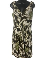 Banana Republic Sleeveless Dress Women's Size 4 Brown Green Print V Neck