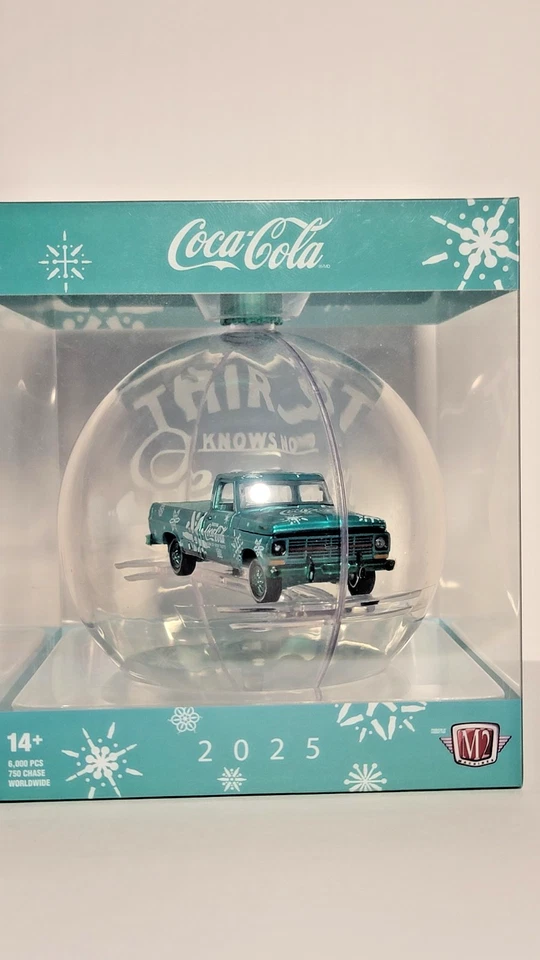 M2 Machines 2025 CHASE Ford F-100 Ranger Truck Green Christmas Ornament 1:64 Die - Image 3 of 4