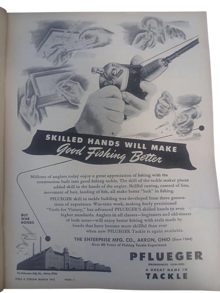 Field & Stream March 1945 Issue Cover Painting By Robert G. Sternloff Foto 4 de 4