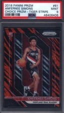 2018 Panini Prizm Choice Tiger Stripe #61 Anfernee Simons Rookie PSA 9