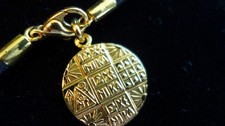 18k YG PENDANT NECKLACE ON 15 INCH LEATHER CO...
