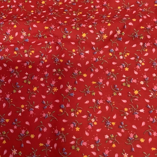 Roter Calico Blumen Baumwollstoff BTY  - Bild 1 von 2