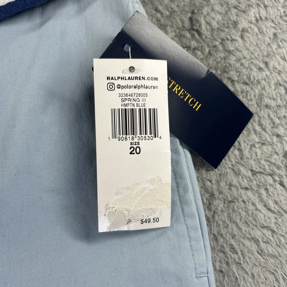 Polo Ralph Lauren Pants Boys 20 Blue Khakis Hampton Belted Chino Straight NEW - Image 3 of 4