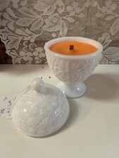 VTG Milk Glass Candle Slow Burn Breath of Rosemary