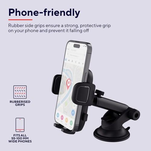 Trust Runo Support Téléphone Voiture, Support Pare-Brise, Fixe-Fit, Bouton de Déverrouillage Rapide, - Photo 8 sur 10