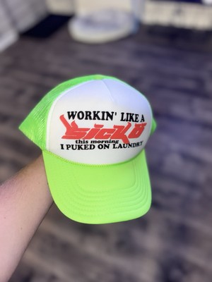 Sicko Workin Like A Trucker Hat Neon Green Brand New With Tags OS