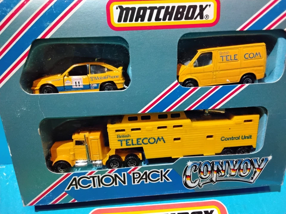 1987 MATCHBOX ACTION PACK CONVOY CY206 BRITISH TELECOM PETERBILT OPEL FORD SET - Image 2 of 4