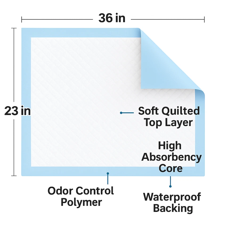 Metro Source 23x36 Disposable Underpads 150 Count | Absorbent Bed Pads Leakproof - Image 2 of 4