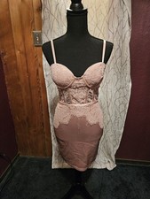 NWT Pretty Little Thing Women's Size 4 Pink Corset Lace Mini Dress Bodycon