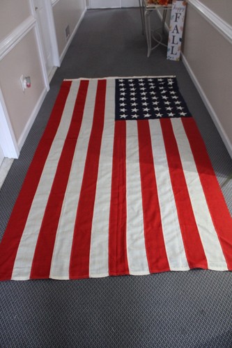 Vintage 48 Sterne amerikanische Flagge - 5' x 9'6" Baumwolle, genähte Sterne SCHÖN - Bild 2 von 13