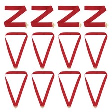 12 Pcs Award Neck Ribbons with Snap Clip Medal Lanyards, Red