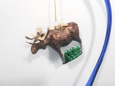 VINTAGE SCF GLASS BLOWN CHRISTMAS TREE ORNAMENT "MOOSE WITH TREES"