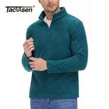 Mens Quarter Zip Fleece Sweatshirt Winter Warm Long Sleeve Pullover Gol