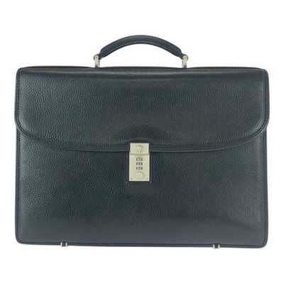 VERSACE vintage Medusa Business bag briefcase Black SilverHardware leather