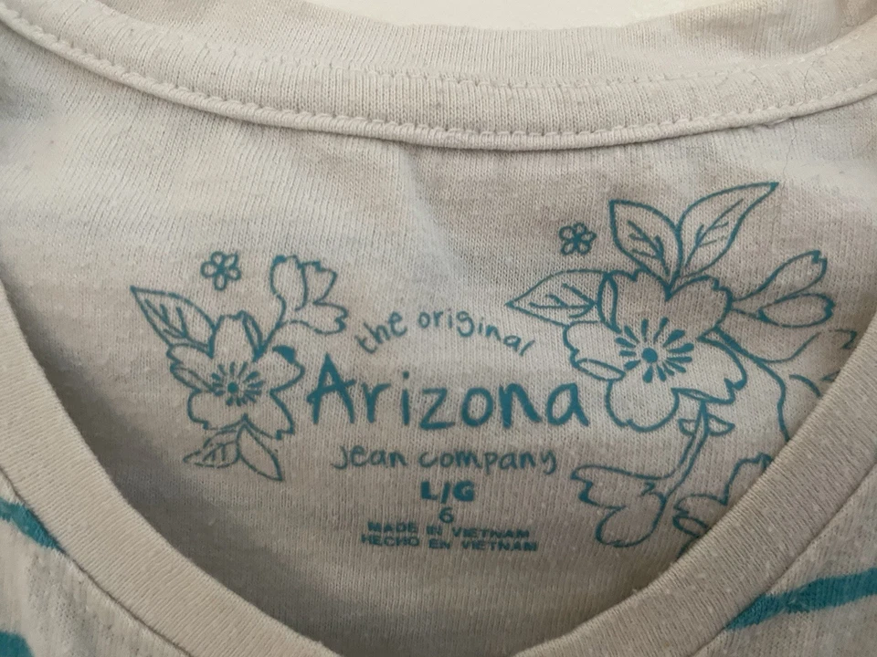 Arizona Jean Company Niños Niñas Rayas Algodón Manga Corta Peplum Top Blanco L 6 Foto 2 de 4