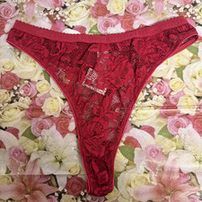 Vtg Victoria's Secret 1990s Thong High Cut Lace Panty Large High Waisted Pink