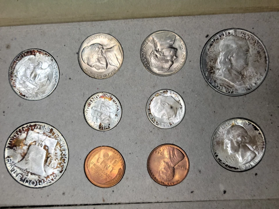 1948 US Double Mint Set RAINBOW TONED Incredible Color BU Uncirculated OVK48 - Image 4 of 4