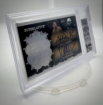 2023 Leaf Superlative Numbers Dual Auto #SN12 Magic Johnson & Marcus Allen /5!!