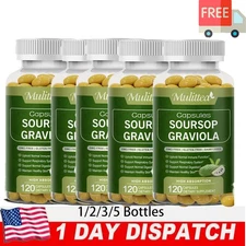 Graviola Capsules1000mg 120 Pure Natural Soursop Capsules Leaves fruit Powder