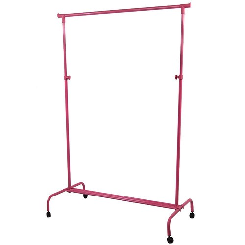 Single Garment Rack Pink Clothes Portable Hanging Rail Wheels By Home Discount - Picture 4 of 12