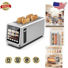 4 Slice Toaster, Touch Screen Digital, Wide Slots, 1650W, Stainless Steel, Ba...
