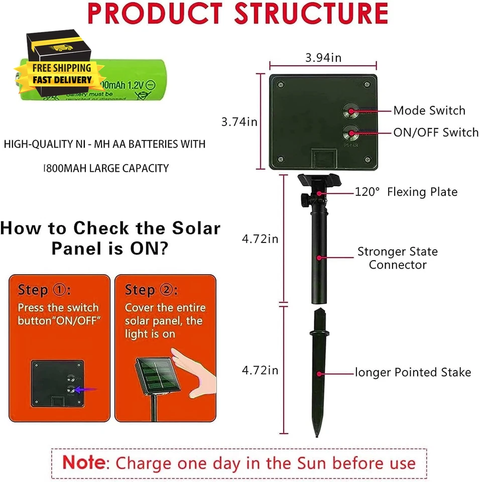 2 Pack Total 400LED 132FT Multi-Colored Christmas Solar String Outdoor Lights, S - Image 4 of 4
