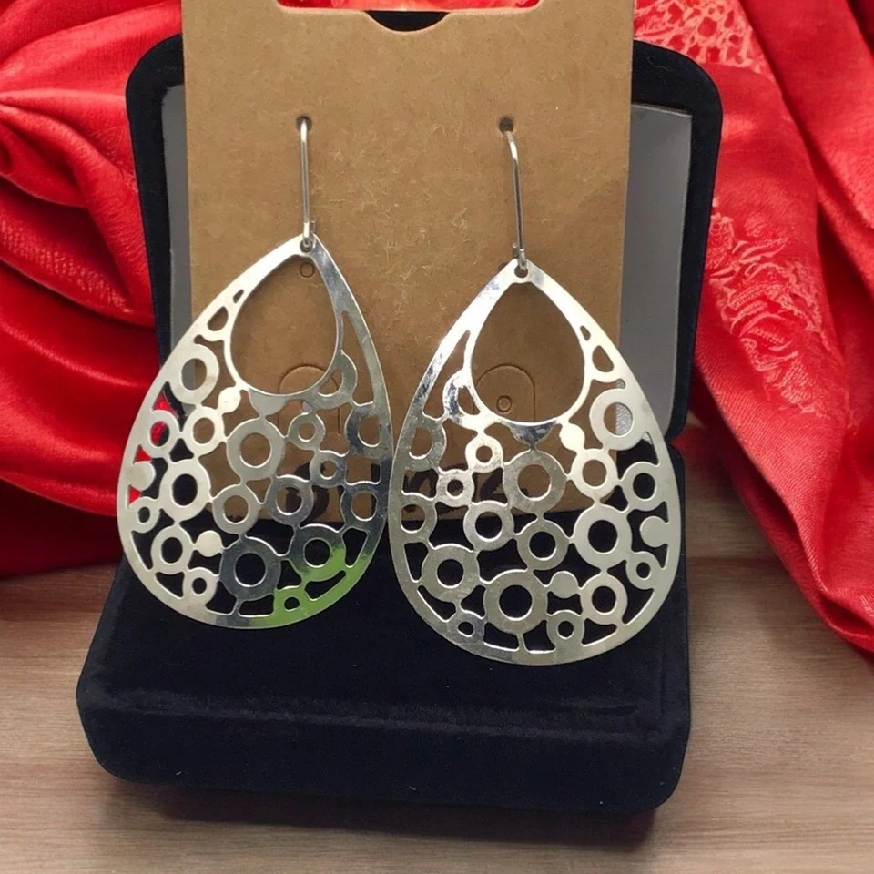 925纯银泪珠金银丝吊坠耳环5.3克轻便钩 — 第 2/4 张图片