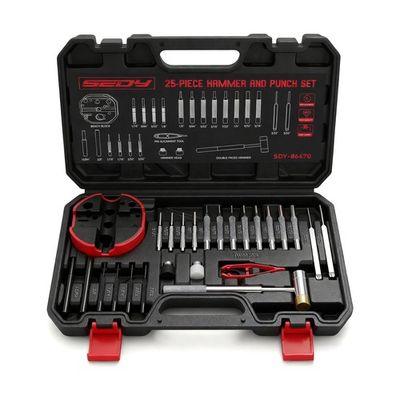 #ad Premium Pin Punch Hammer Set: 25 Piece Punch Set and Hammer with Bench Block... $37.94