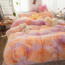 Faux Fur Twin Bedding Sets for Girls, 2 Pcs Fluffy Furry Duvet Cover Set, Plush