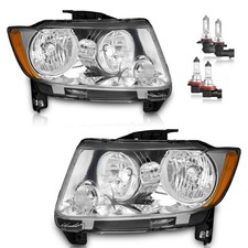 Headlights w Bulbs 2011-2013 Grand Cherokee 2011-2017 Compass Halogen Only L R