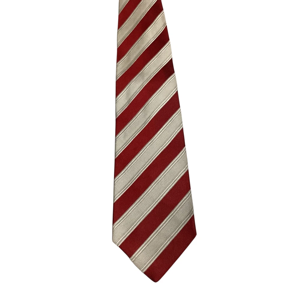 Corbata para hombre KITON SEVENFOLD 100 % seda XL ITALIA lujo a rayas roja/marfil usada en excelente estado Foto 2 de 4