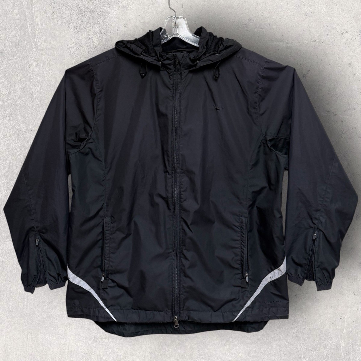 Vtg Nike Clima Fit Hoodie Windbreaker Track Jacket 3M Reflective 