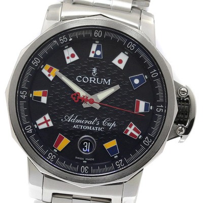 CORUM Admirals Cup Trophy 41 01.0003 Black Automatic SS Date Men's Watch