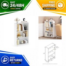 Furinno 3 Tier Bookshelf Adjustable Shelves White Bookcase Storage Unit