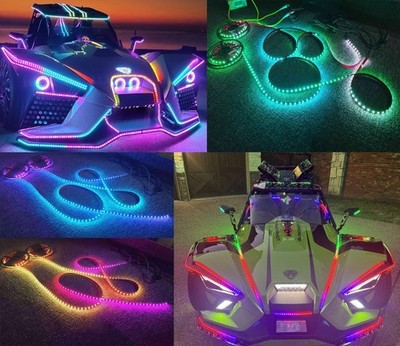 2PCS 1.2Meters 4FT Tinted Smoked Black Out PCB RGB CHASING Light Strips APP+RF