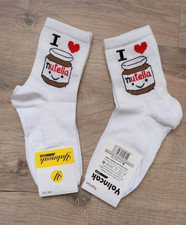Damen Socken, 2 Paar, weiß, I Love Nutella M...