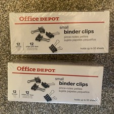 2 New Boxes Of Office Depot, Small Binder Clips 12 Boxes In Each Box (288 Clips)