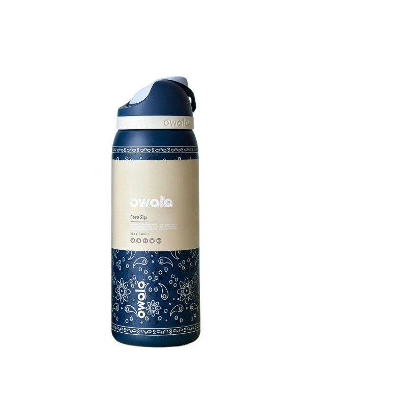 Owala FreeSip ステンレスボトル 星柄 ネイビー Owala FreeSip Stainless Steel Bottle-32 Oz Sports & Leisure USA