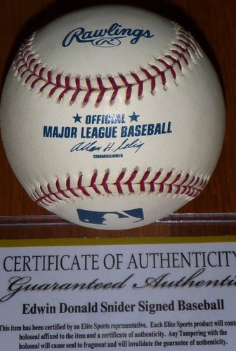 BROOKLYN LA DODGERS EDWIN DONALD DUKE SNIDER AUTÉNTICO AUTOGRAFIADO MLB BÉISBOL  - Imagen 3 de 3