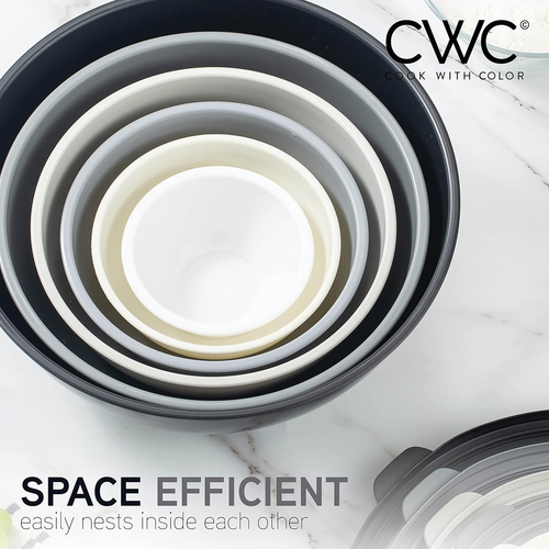 Mixing Bowls with TPR Lids - 12 Piece Plastic Nesting Set Includes 6 Prep and Li - Bild 5 von 12