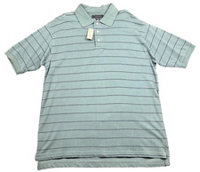 NEW American Outpost Polo Shirt Mens Large Green Blue Striped Short Sleeve
